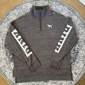 Victorias Secret PINK Grey Quarter Zip Up Sweater - Size S